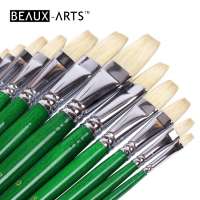 Flat Chungking Hog Bristle Artist Long Wooden Handle Oil Painting Brush Set