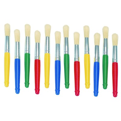 Round Chubby Kids Paint Brush Set with Plastic Handle Paintbrush for Kids 10-pack Bristle