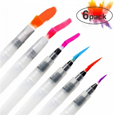 Set of 6 Watercolor Painting Brushes Pen for Water Soluble Colored Pencils, Watercolor Markers, Powdered Pigment Watercolor