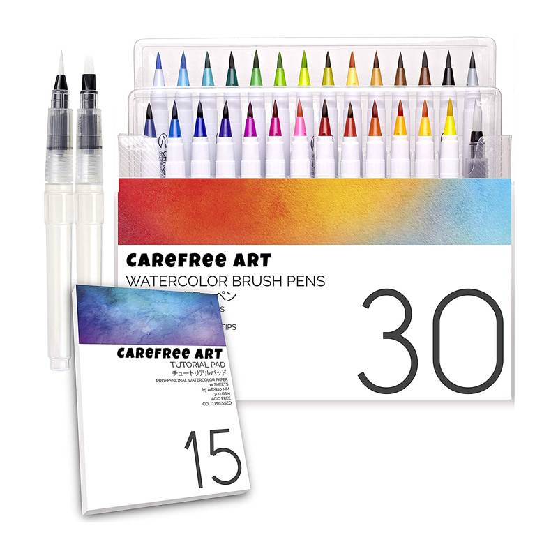 Pad Art Marker Set 28pcs Watercolor Brush Pens,15 Page Tutorial Pad,Real Brush Tip. Vivid. Blendable. 27 Colors 3