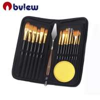 High Quality Artist 15 Pcs Nylon Paint Brush Synthetic Set With Holder