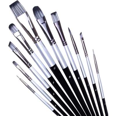 10 pc Paint Brushes Set for Acrylic Oil Watercolor