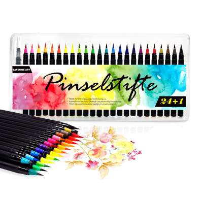 Watercolor Brush Pens Set, 24 Watercolor Markers + 1 Water Tank Brush, Art Marker Brushes