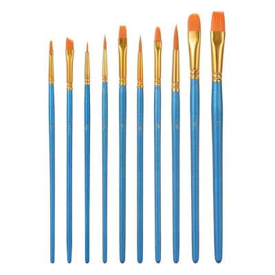 10 Pieces Round Pointed Tip Nylon Hair Artist Acrylic Paint Brushes for Acrylic Painting Oil Watercolor Face Nail Body Art Craft