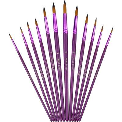 12 Pieces Artist Paint purple Brushes for Acrylic Watercolor Oil Painting